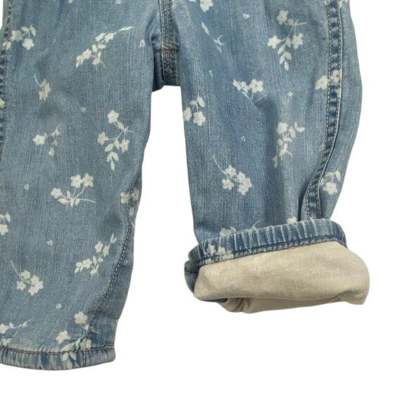OshKosh B'gosh Floral Print Denim Lined Overalls size 12 Months - Picture 10 of 13